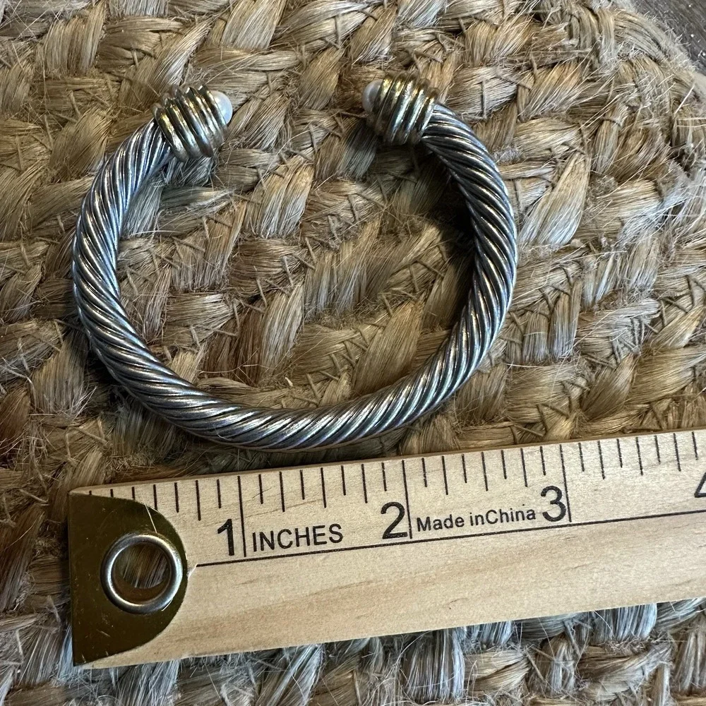 Faux Silver Gold Braided Cable Bangle‎ Bracelet Faux Pearl Fashion Costume